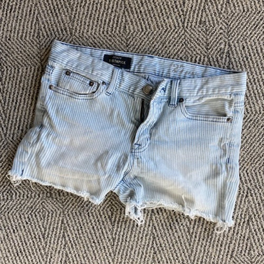 J. Crew Light Blue Striped Denim Jean Shorts